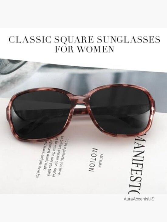 Wraparound Polarized Sunglasses for Women UV400 Protection Vintage Square Shades